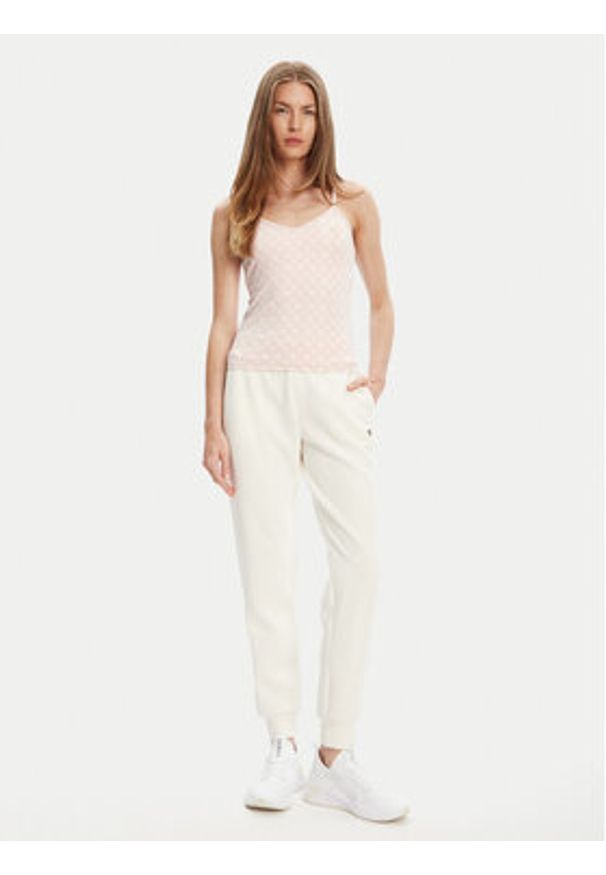 Guess Top V5YP11 MC03W Różowy Slim Fit. Kolor: różowy. Materiał: syntetyk