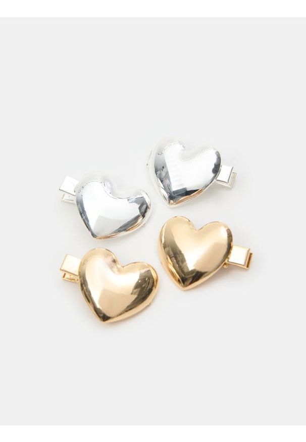 Sinsay - Spinki do włosów w kształcie serca 4 pack - wielobarwny