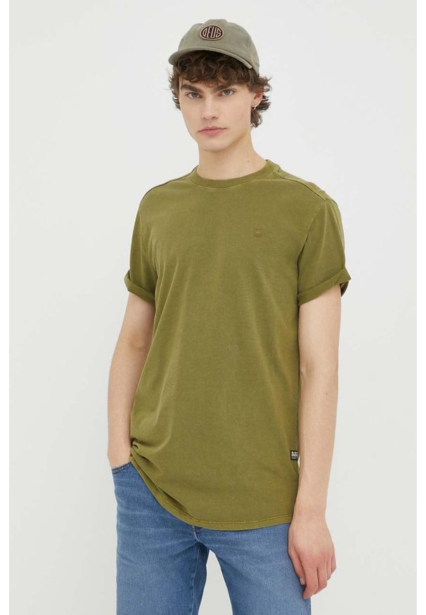 G-Star RAW - G-Star Raw t-shirt bawełniany kolor zielony. Kolor: zielony. Materiał: bawełna. Wzór: gładki