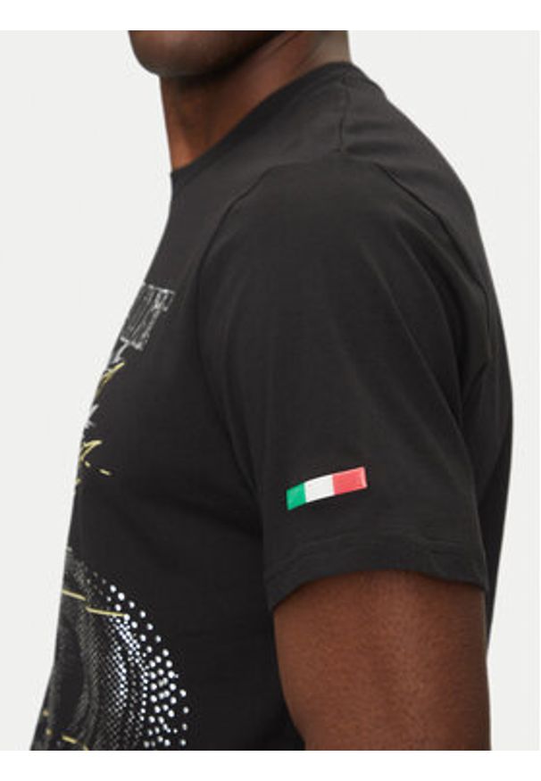 Plein Sport T-Shirt SAEC MTK8006 STE001N Czarny Regular Fit. Kolor: czarny. Materiał: bawełna. Styl: sportowy