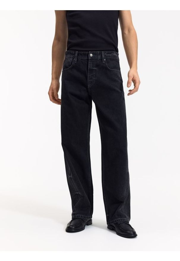 Reserved - Jeansy baggy z efektem sprania - szary. Kolor: szary