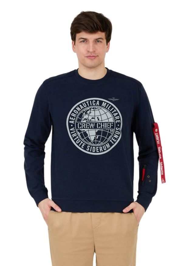 Aeronautica Militare - AERONAUTICA MILITARE Granatowa męska bluza, Rozmiar XXL. Typ kołnierza: bez kaptura. Kolor: niebieski
