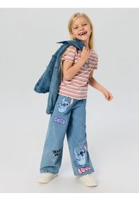 Sinsay - Jeansy wide leg z domieszką wiskozy Stitch - niebieski. Kolor: niebieski #1