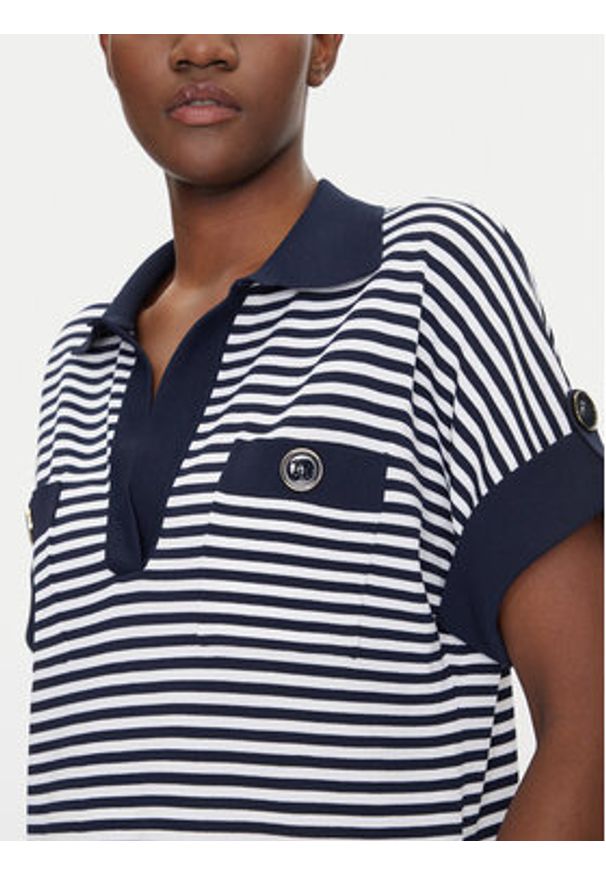 Luisa Spagnoli Polo Caio 58672 Biały Regular Fit. Typ kołnierza: polo. Kolor: biały. Materiał: wiskoza, syntetyk