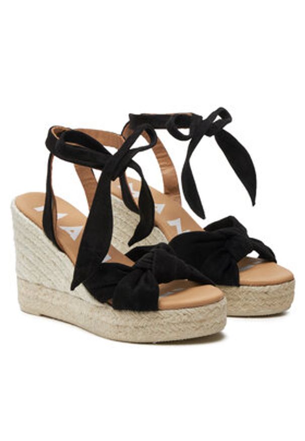 Manebi Espadryle Hamptons Wedge Espadrilles With Knot K 1.0 WS Czarny. Kolor: czarny. Materiał: zamsz, skóra