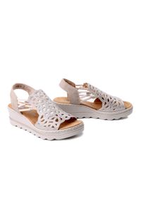 Rieker - RIEKER 67465-62 beige, sandały damskie. Kolor: beżowy. Materiał: guma #1
