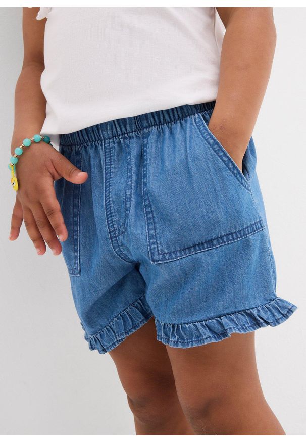 bonprix - Szorty dżinsowe z miękkiej bawełny. Kolor: niebieski. Sezon: lato