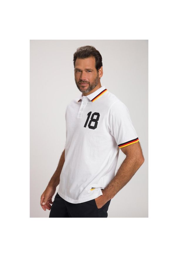 JAY-PI - Męska Koszulka polo krótki rękaw. Typ kołnierza: polo. Kolekcja: plus size. Kolor: biały. Materiał: materiał, bawełna. Długość rękawa: krótki rękaw. Długość: krótkie