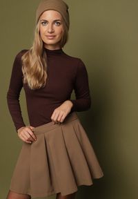 Born2be - Brązowa Wiskozowa Bluzka Połgolf Farriva. Okazja: na co dzień. Kolor: brązowy. Materiał: wiskoza. Styl: casual, elegancki #6
