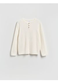 Reserved - Strukturalny sweter z bawełny - złamana biel. Materiał: bawełna #1