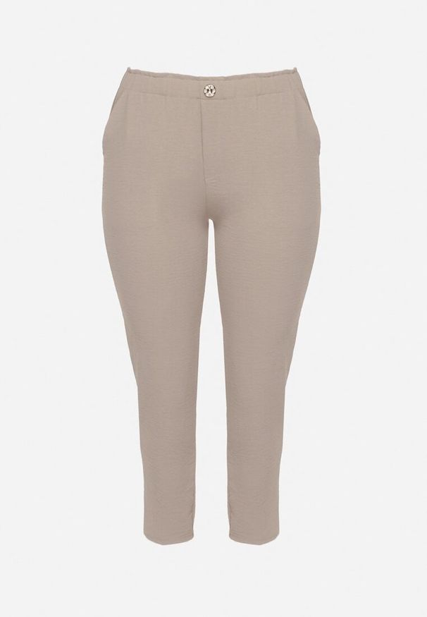 Born2be - Beżowe Spodnie o Prostym Kroju z Gumką w Talii Filavia. Okazja: na co dzień. Kolor: beżowy. Styl: casual, sportowy, elegancki
