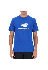 Koszulka New Balance MT41502BUL - niebieska. Kolor: niebieski. Materiał: bawełna. Długość rękawa: krótki rękaw. Długość: krótkie