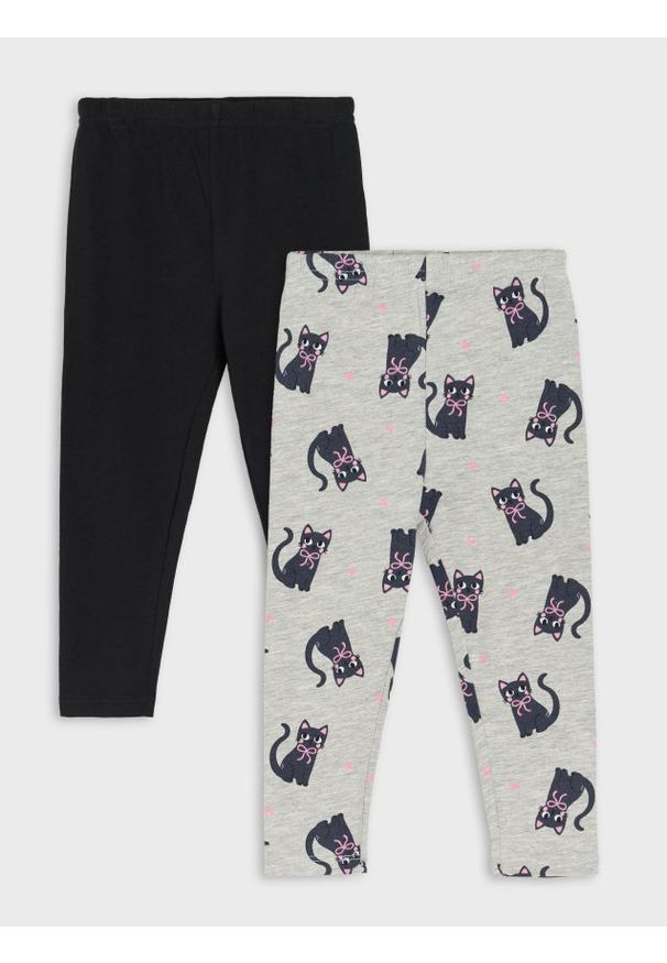 Sinsay - Bawełniane legginsy 2 pack - czarny. Kolor: czarny. Materiał: bawełna
