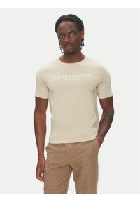 Lindbergh T-Shirt 30-400200 Beżowy Relaxed Fit. Kolor: beżowy. Materiał: bawełna