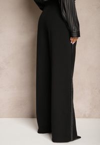Renee - Czarne Spodnie z Wiskozą o Szerokim Kroju z Imitacją Kieszeni Zinnithria. Okazja: na co dzień. Kolor: czarny. Materiał: wiskoza. Styl: elegancki, casual #3