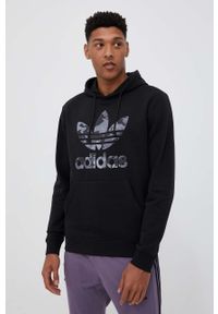 adidas Originals bluza męska kolor czarny z kapturem z nadrukiem. Typ kołnierza: kaptur. Kolor: czarny. Materiał: materiał, dzianina. Wzór: nadruk #1
