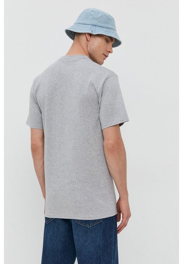 HUF - T-shirt bawełniany. Okazja: na co dzień. Kolor: szary. Materiał: bawełna. Wzór: nadruk. Styl: casual