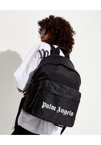 PALM ANGELS - Czarny plecak z logo. Kolor: czarny. Wzór: aplikacja #1