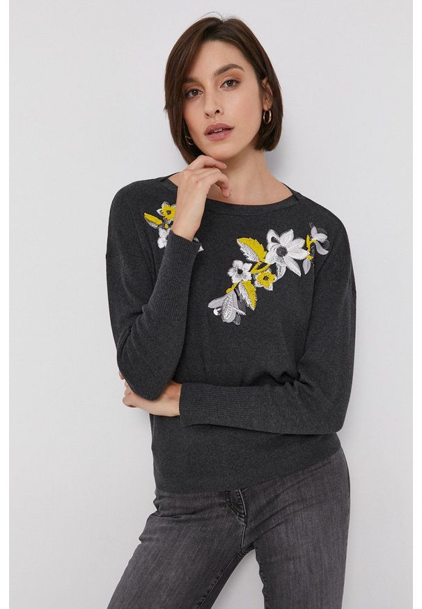Pennyblack - Sweter. Okazja: na co dzień. Kolor: szary. Materiał: dzianina. Wzór: aplikacja. Styl: casual
