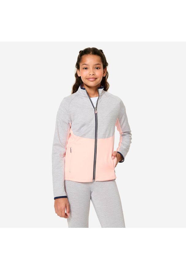 Decathlon - Dres dziecięcy Domyos. Okazja: na uczelnię. Kolor: różowy. Materiał: elastan, poliester, materiał. Styl: sportowy