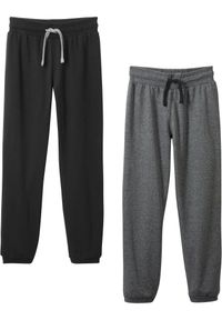 bonprix - Spodnie dresowe z czystej bawełny (2 pary). Kolor: czarny. Materiał: dresówka, bawełna