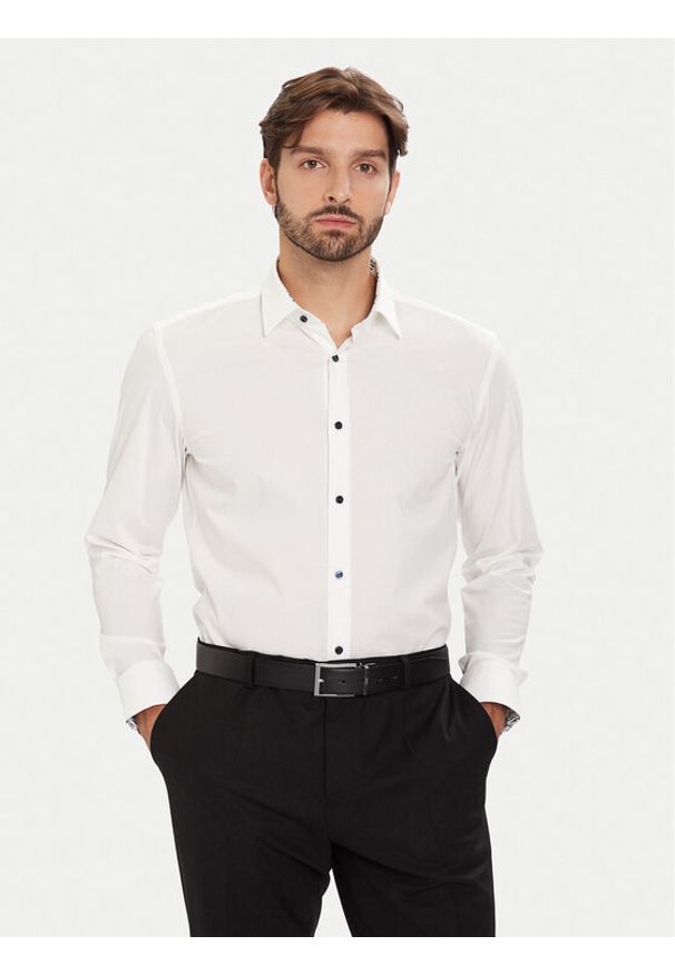 BOSS Koszula H-Hank 50549930 Biały Slim Fit. Kolor: biały. Materiał: bawełna