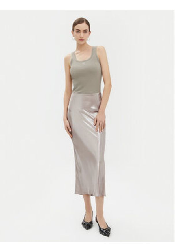 Pinko - PINKO Top Calcolatore 100807 Szary Regular Fit. Kolor: szary. Materiał: bawełna