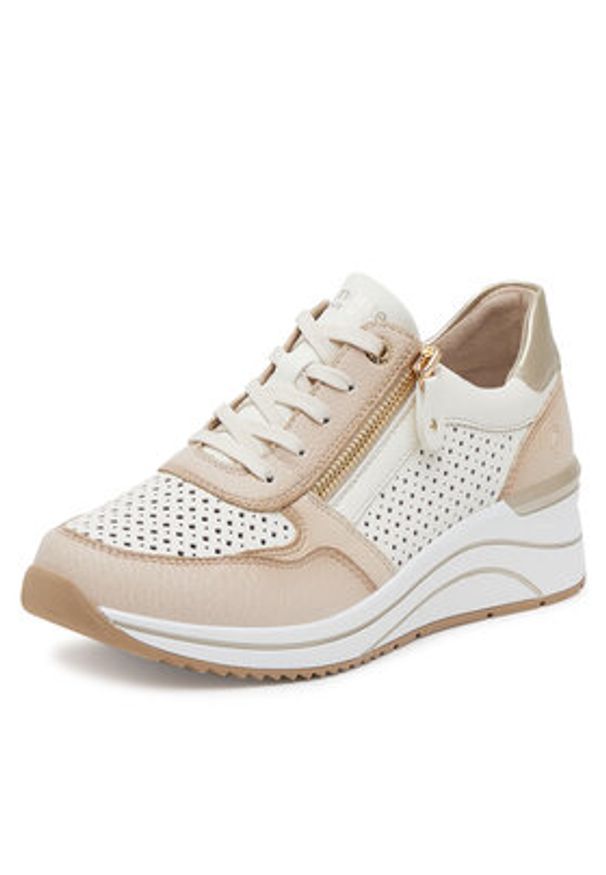 Remonte Sneakersy D0T14-81 Beżowy. Kolor: beżowy. Materiał: skóra, syntetyk
