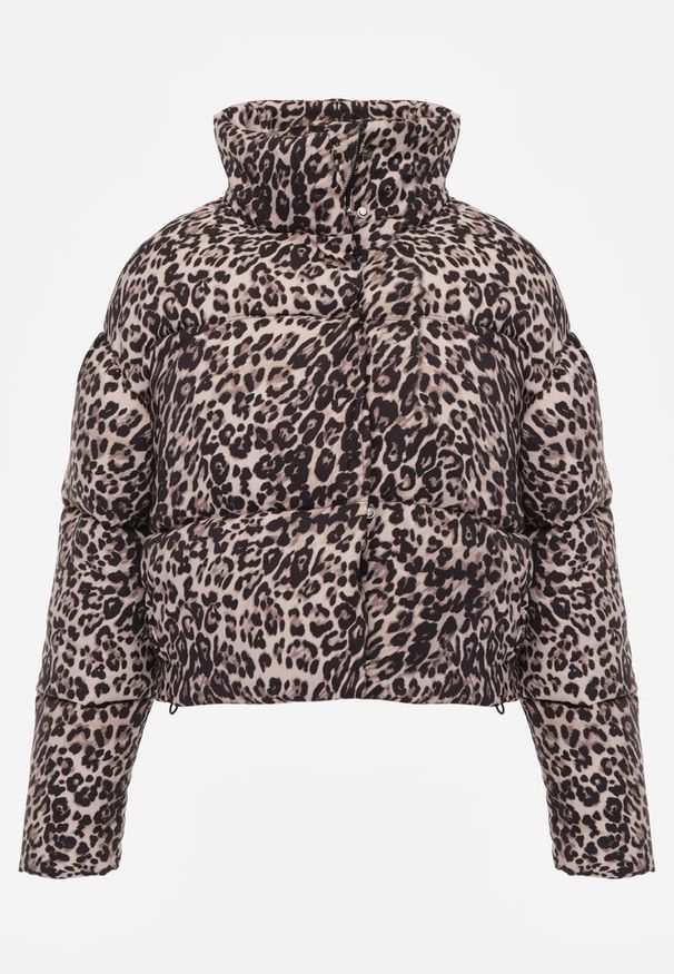 Renee - Brązowa Panterkowa Kurtka Pikowana o Krótkim Kroju ze Ściągaczami Ivilda. Okazja: na co dzień. Kolor: brązowy. Materiał: jeans. Długość: krótkie. Wzór: motyw zwierzęcy. Sezon: wiosna. Styl: casual, wizytowy