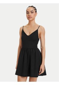 Tommy Jeans Sukienka letnia Skater DW0DW22345 Czarny Slim Fit. Kolor: czarny. Materiał: len. Sezon: lato #1