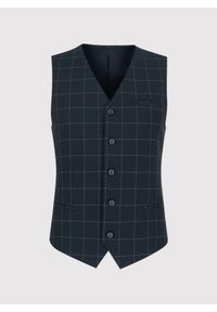 Pako Lorente - PAKO LORENTE – Granatowa kamizelka w kratę Windowpane. Kolor: niebieski. Materiał: poliester, elastan, wiskoza #7