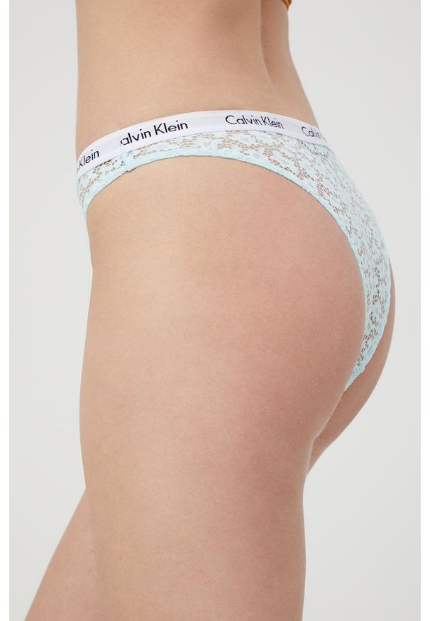 Calvin Klein Underwear brazyliany z koronki. Kolor: niebieski. Materiał: koronka. Wzór: koronka