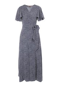 Born2be - Granatowa Sukienka Theminophe. Okazja: na co dzień. Kolor: niebieski. Materiał: tkanina, wiskoza, materiał. Wzór: kropki. Typ sukienki: rozkloszowane, kopertowe, proste. Styl: casual. Długość: maxi #4