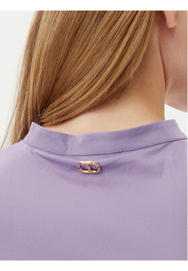 TwinSet - TWINSET Sukienka codzienna 251TT2101 Fioletowy Regular Fit. Okazja: na co dzień. Kolor: fioletowy. Materiał: bawełna. Typ sukienki: proste. Styl: casual