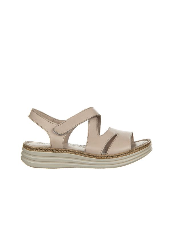 Sandały Bayla-161 022 02 8663 Stone 161426, Szary, Skóra naturalna - 37. Okazja: na co dzień. Zapięcie: rzepy. Kolor: szary. Materiał: skóra. Sezon: lato. Obcas: na koturnie. Styl: casual