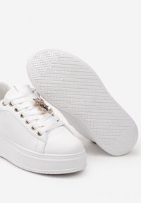 Born2be - Biało-Czarne Sneakersy Luksara. Kolor: biały. Materiał: skóra ekologiczna. Szerokość cholewki: normalna. Wzór: jednolity