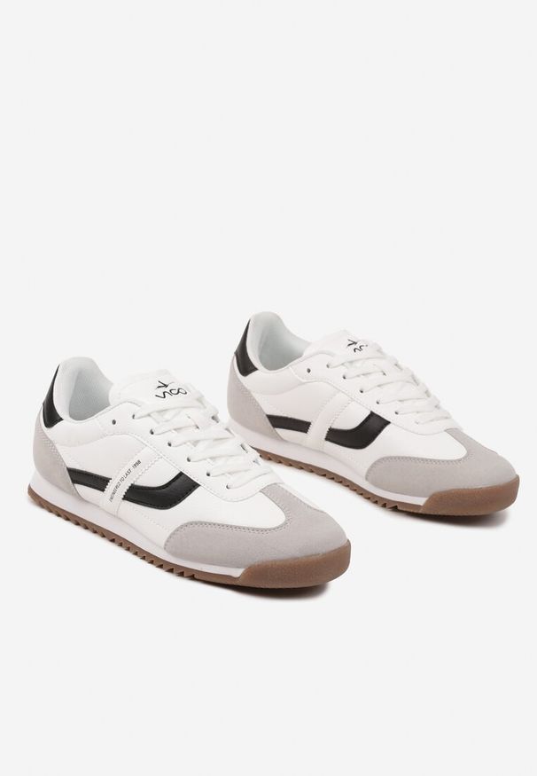 Born2be - Białe Buty Sportowe Sneakersy z Geometrycznym Wzorem Tatirielin. Okazja: na spacer, na co dzień. Kolor: biały. Materiał: jeans. Wzór: geometria. Sport: turystyka piesza