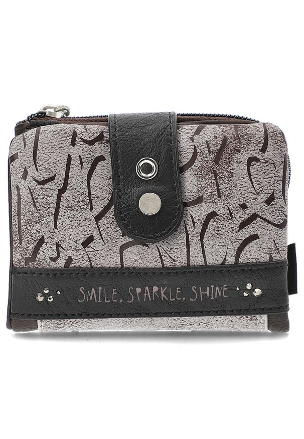 Brązowy Zgrabny Portfel Damski Anekke Core. Kolor: brązowy. Materiał: materiał. Wzór: aplikacja