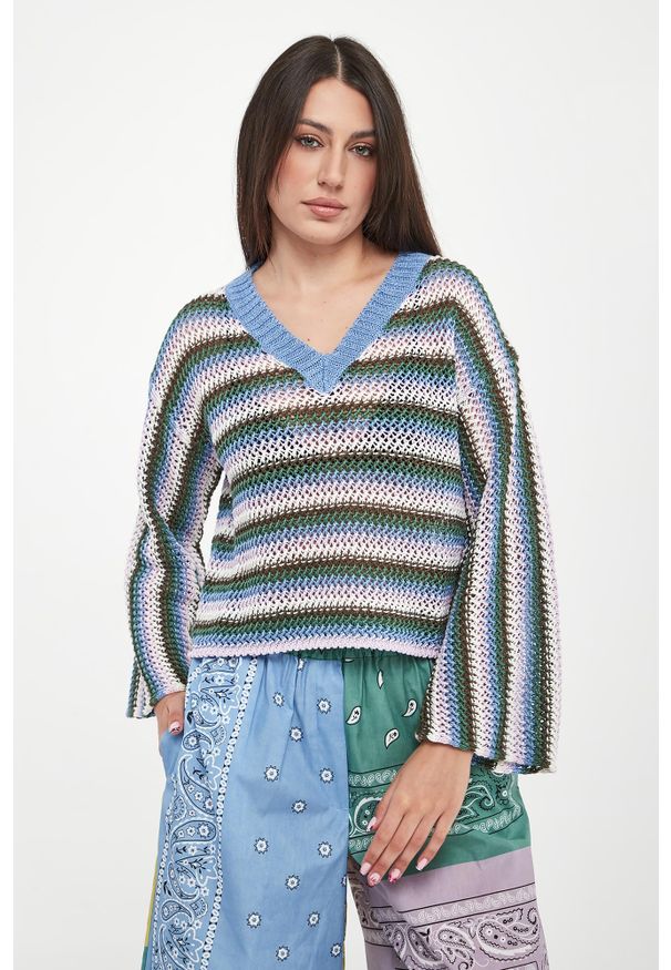 Weekend Max Mara - Sweter damski ażurowy lniany Epica WEEKEND MAX MARA. Materiał: len. Wzór: ażurowy