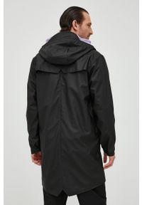Rains kurtka 12020 Long Jacket kolor czarny przejściowa 12020.01-Black. Okazja: na co dzień. Kolor: czarny. Materiał: materiał. Styl: casual #7