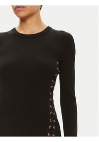 MICHAEL Michael Kors Sukienka dzianinowa Ribbed Stretch Knit Lace-Up MT482FQ5ZV Czarny Slim Fit. Kolor: czarny. Materiał: syntetyk