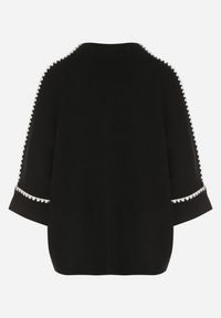 Born2be - Czarny Sweter z Kontrastową Lamówką Tuselle. Okazja: do pracy, na spotkanie biznesowe. Kolor: czarny. Materiał: jeans. Styl: biznesowy #3