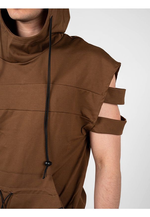 La Haine Inside Us Bluza "Poeti Unisex" | P2308 3M | Poeti | Mężczyzna | Brązowy. Okazja: na co dzień. Typ kołnierza: kaptur. Kolor: brązowy. Materiał: nylon, elastan, wiskoza. Długość: długie. Wzór: aplikacja. Styl: casual