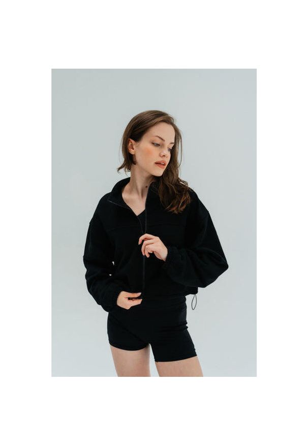 MOONHOLI - Kurtka sportowa Moonholi Uptown z zamkiem. Kolor: czarny. Materiał: polar. Sport: joga i pilates