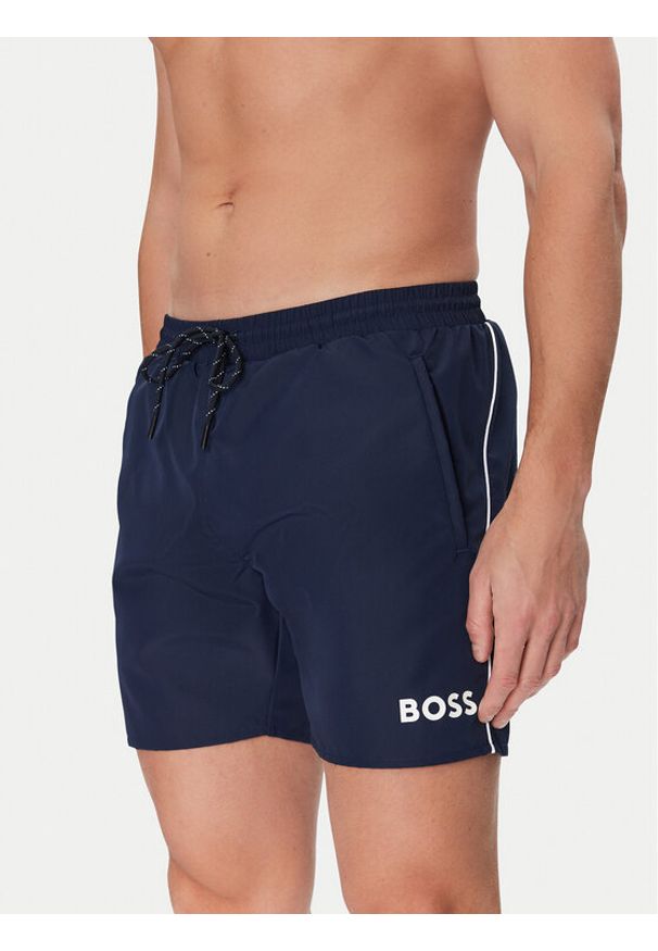 BOSS Szorty kąpielowe Starfish 50514429 Granatowy Regular Fit. Kolor: niebieski. Materiał: syntetyk