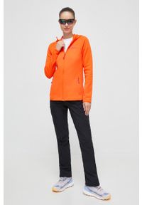 Jack Wolfskin bluza sportowa Baiselberg kolor pomarańczowy z kapturem gładka. Typ kołnierza: kaptur. Kolor: pomarańczowy. Materiał: polar, materiał. Długość rękawa: raglanowy rękaw. Wzór: gładki. Styl: sportowy #1