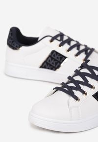Renee - Biało-Granatowe Sneakersy Sznurowane z Wstawkami Danthe. Kolor: biały. Materiał: jeans #5