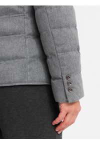 Ombre Clothing - Kurtka męska o kroju marynarki z podpinką – szara V1. Kolor: czarny. Materiał: syntetyk, materiał. Wzór: melanż. Styl: elegancki #7