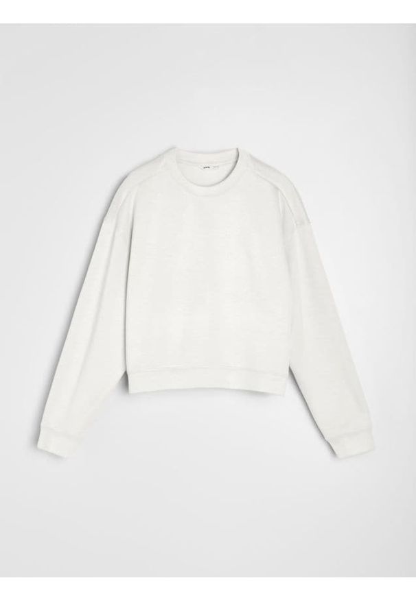 Sinsay - Bluza crewneck basic - kremowy. Kolor: kremowy. Materiał: wiskoza, dzianina