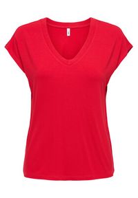 only - ONLY T-Shirt Rilla 15315776 Czerwony Regular Fit. Kolor: czerwony. Materiał: wiskoza #3